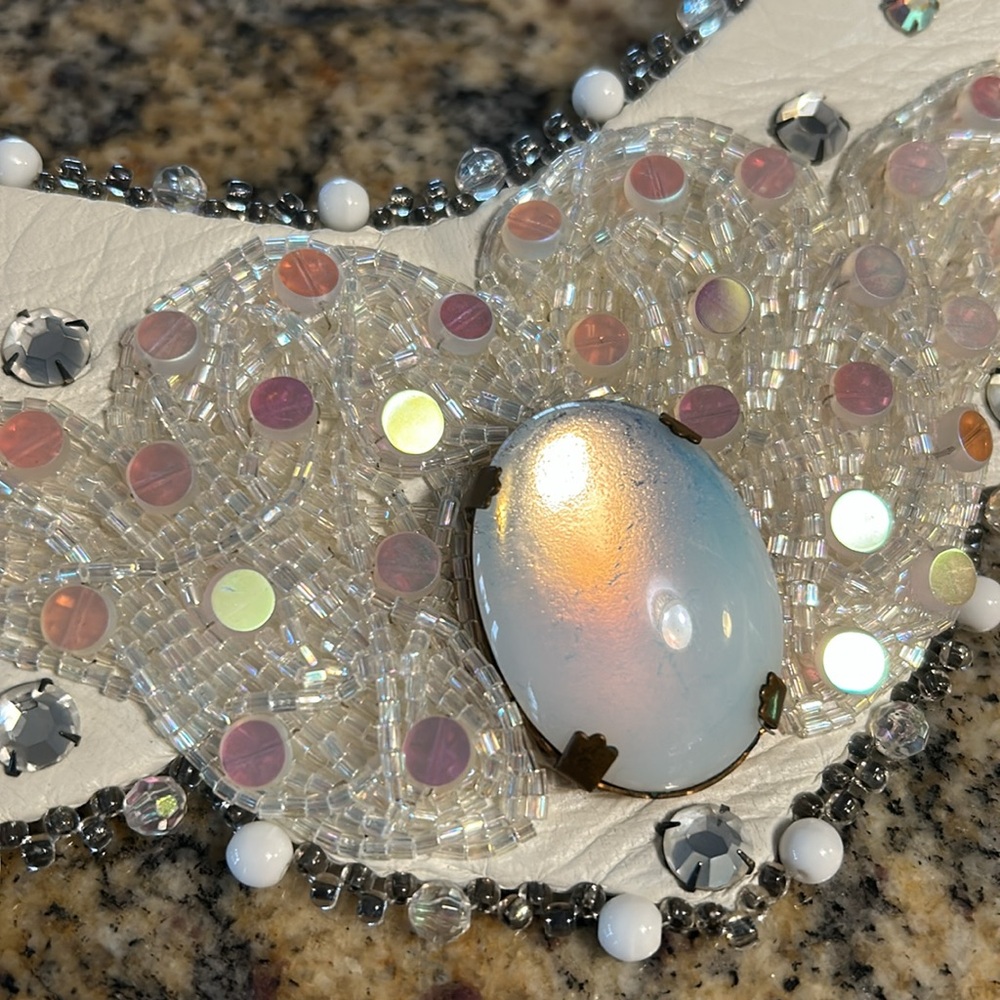 Vintage Joy Borns beaded crystal adjustable leather belt - Picture 3 of 12